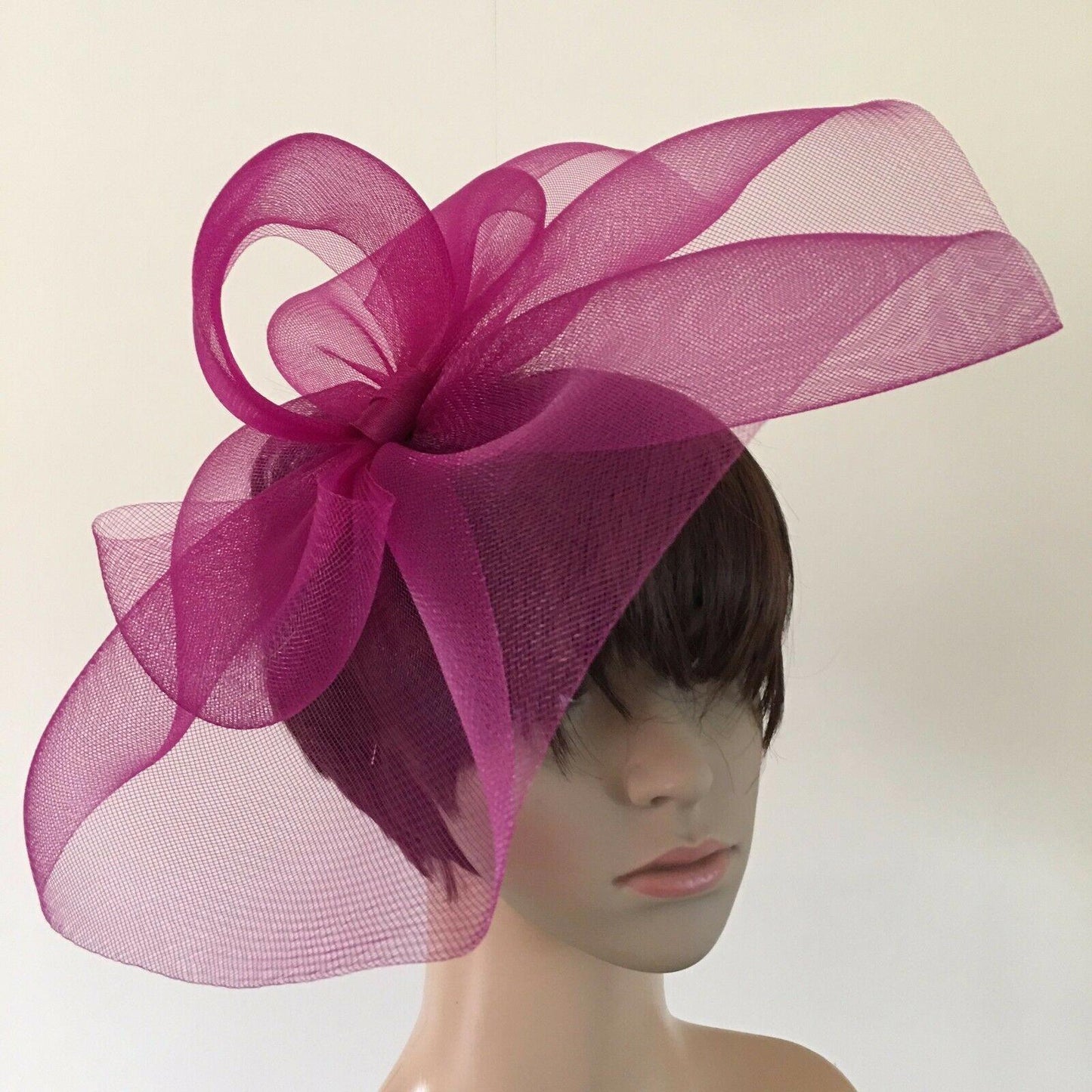 dark plum pink purple headband crinoline fascinator millinery hat wedding ascot