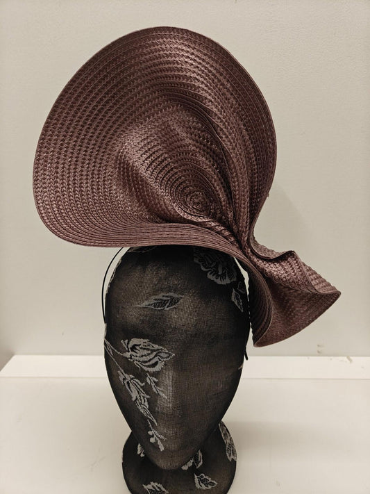 light brown large straw fascinator millinery burlesque headband wedding hat