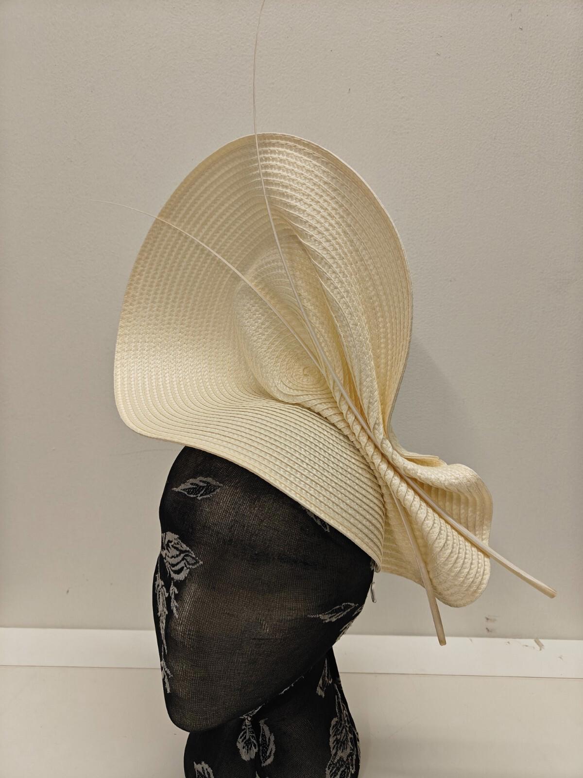 ivory large straw fascinator ostrich quill spine millinery headband wedding hat