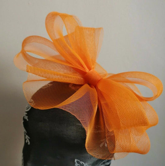 orange fascinator millinery burlesque wedding hat ascot race bridal British