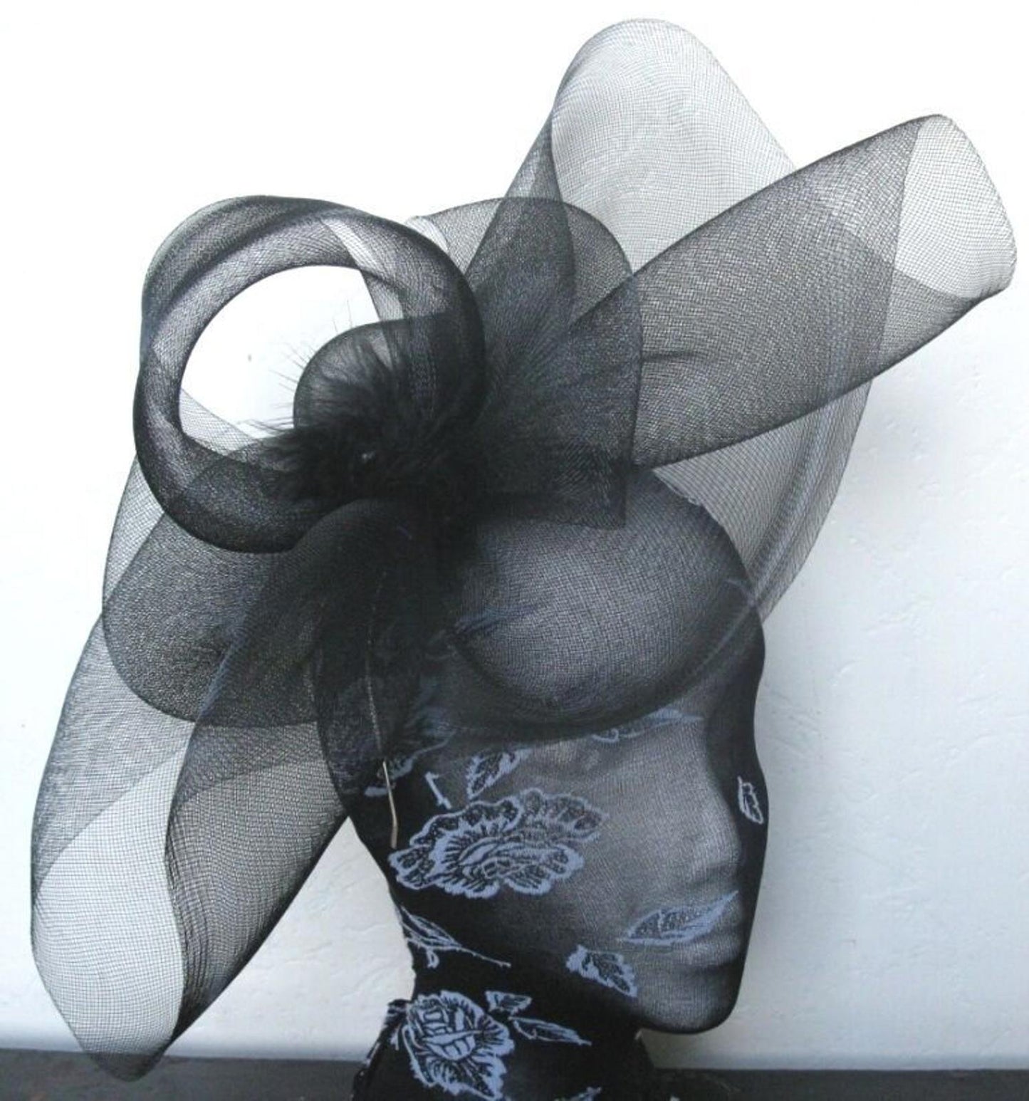 black fascinator millinery burlesque wedding hat hair piece ascot race bridal