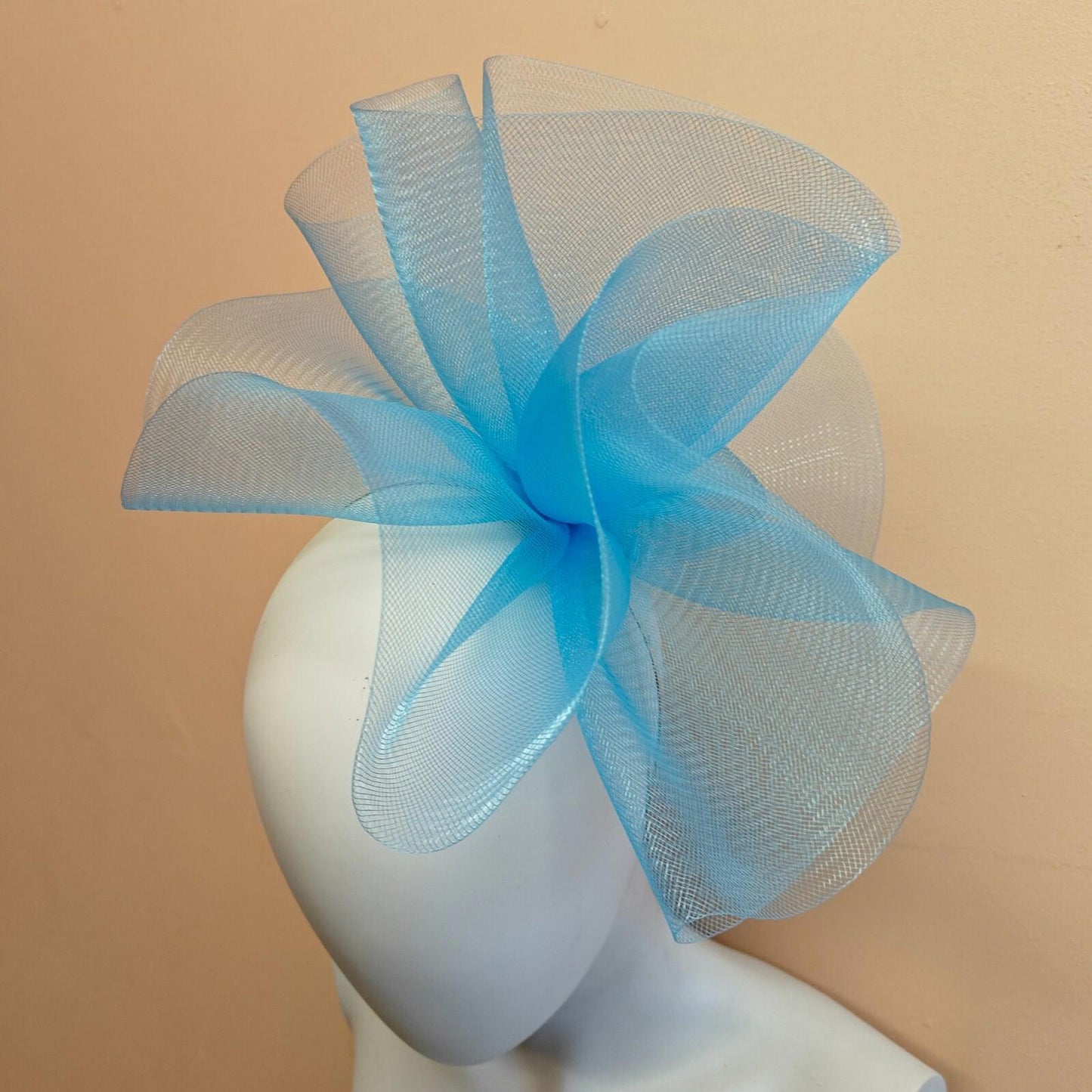 light blue fascinator millinery burlesque headband wedding hat ascot race