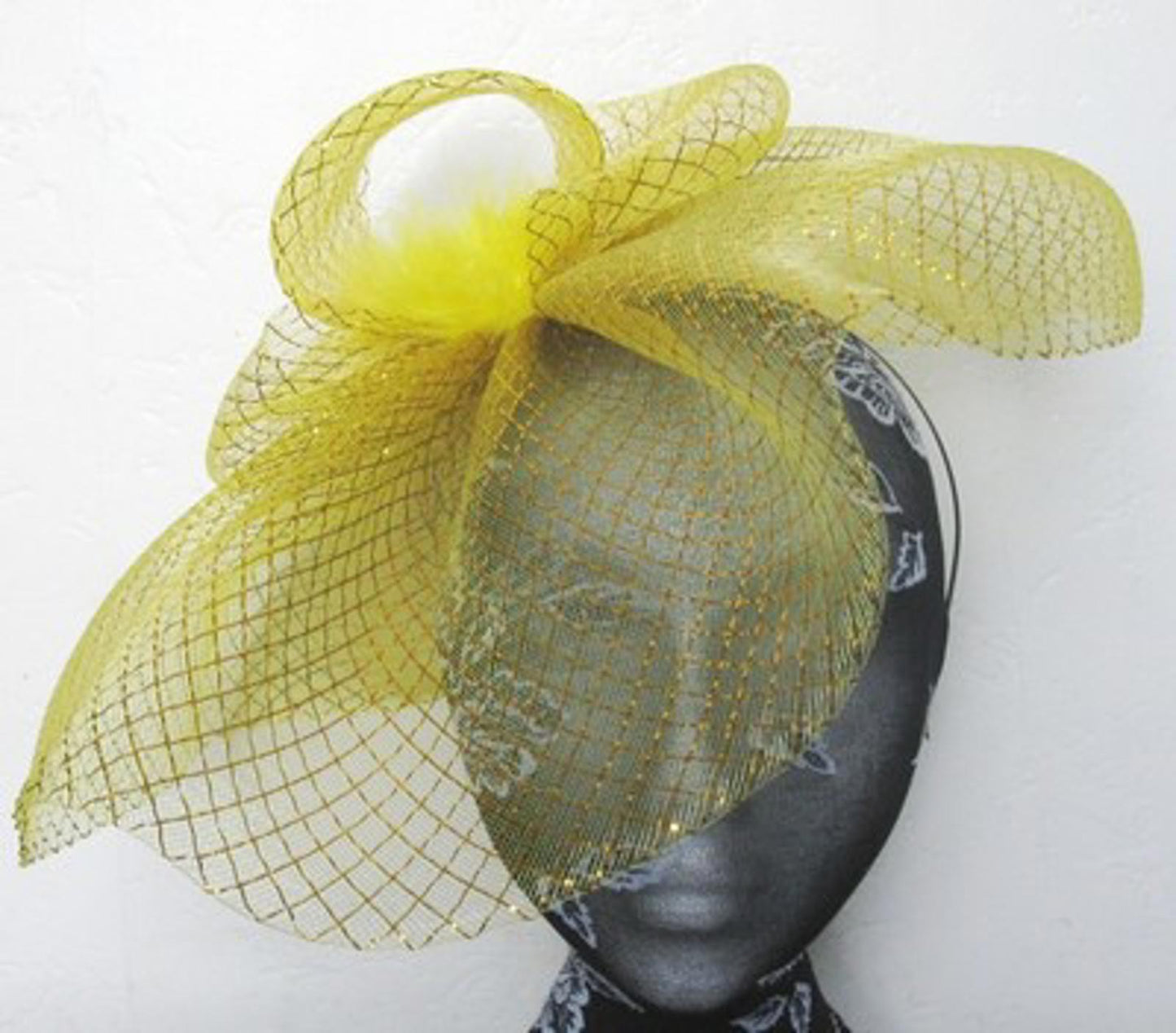 gold feather fascinator millinery burlesque headband wedding hat hair piece x