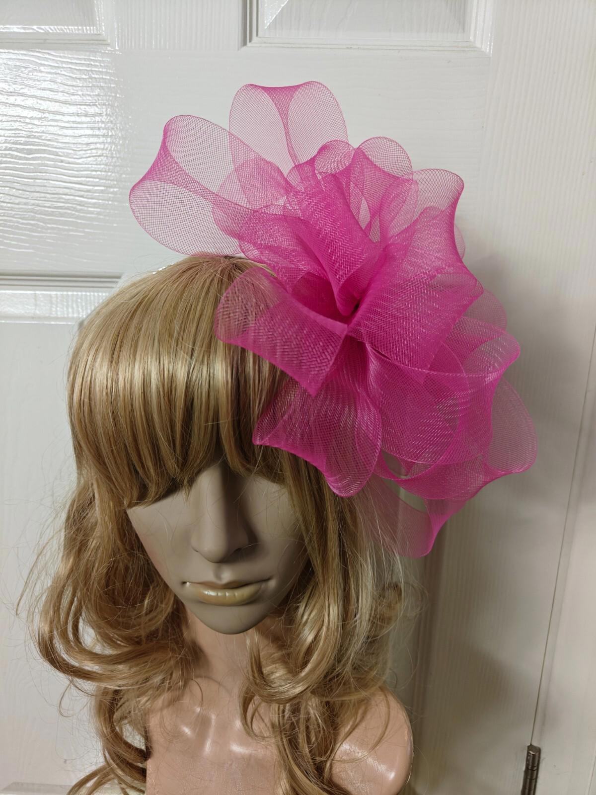 pink fascinator millinery burlesque headband wedding hat ascot race
