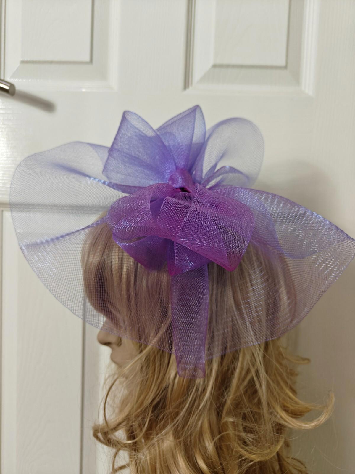 purple fascinator millinery burlesque headband wedding hat ascot race