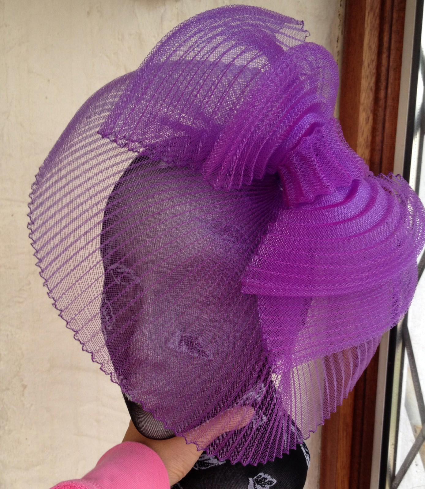 Purple fascinator millinery burlesque wedding hat hair piece ascot race bridal
