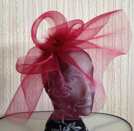 dark red headband crin fascinator millinery hat wedding ascot