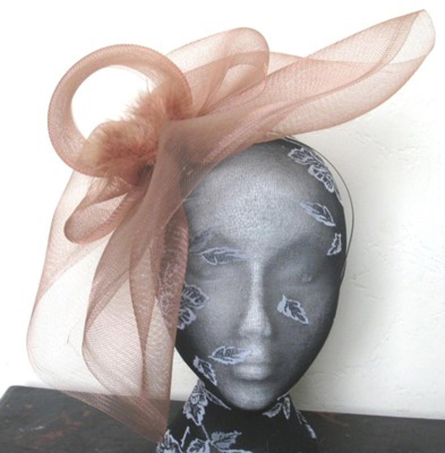 brown tan feather fascinator millinery burlesque headband wedding hat hair piece