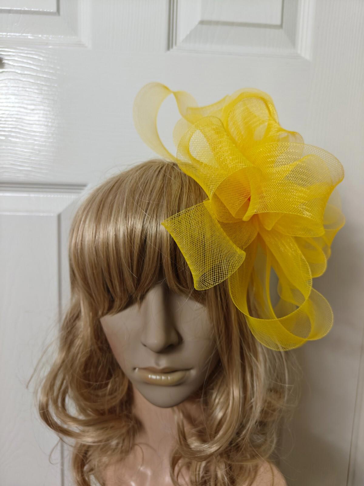 yellow fascinator millinery burlesque headband wedding hat ascot race