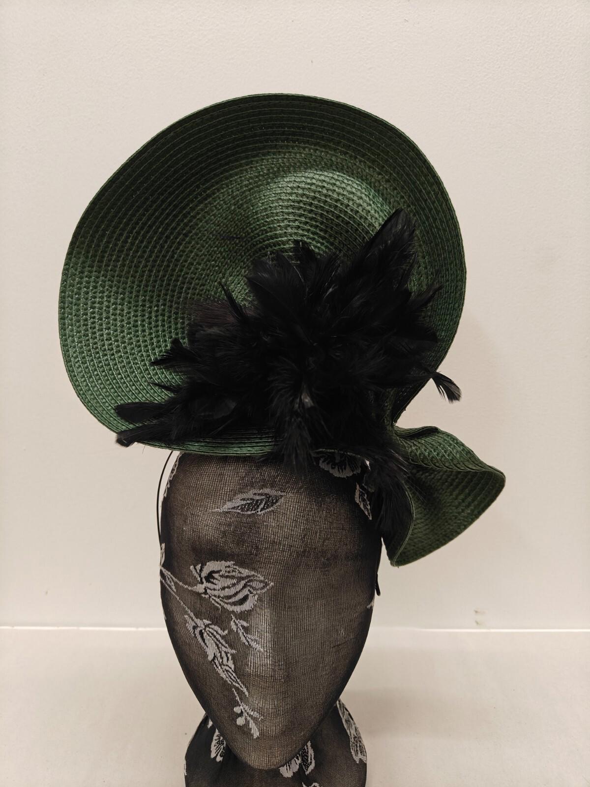 green black flower large straw fascinator millinery burlesque headband wedding