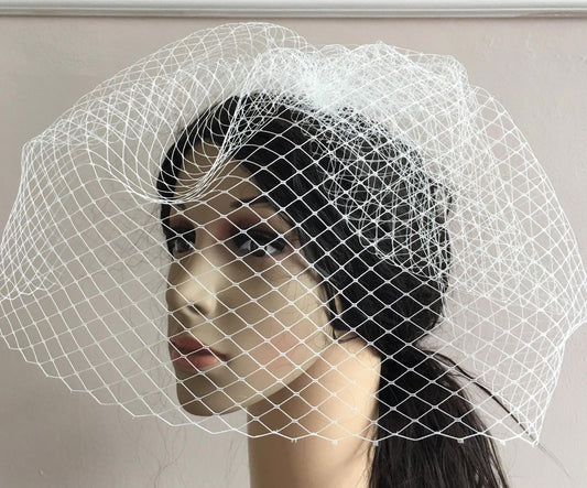 white french veil veiling fascinator wedding bridal hair hat comb clip race