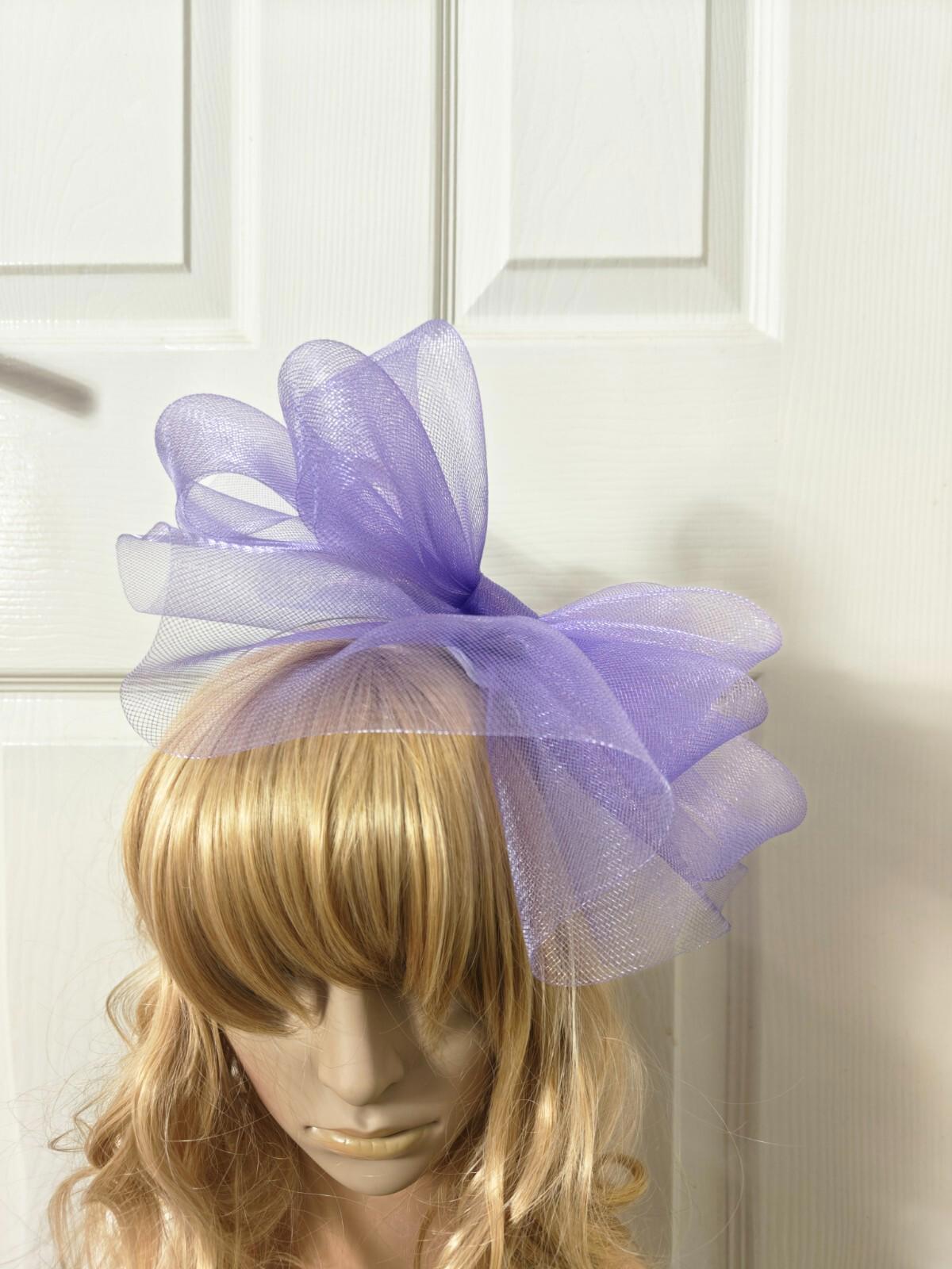 lilac purple fascinator millinery burlesque headband wedding hat ascot race