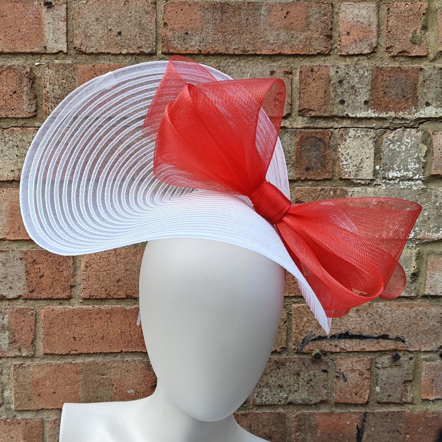 white red bow crinoline fascinator millinery headband wedding hat party cosplay