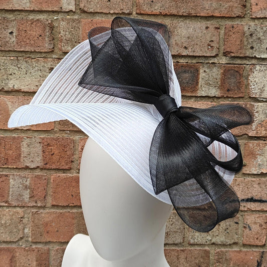 white black bow crinoline fascinator millinery headband wedding hat party cosplay