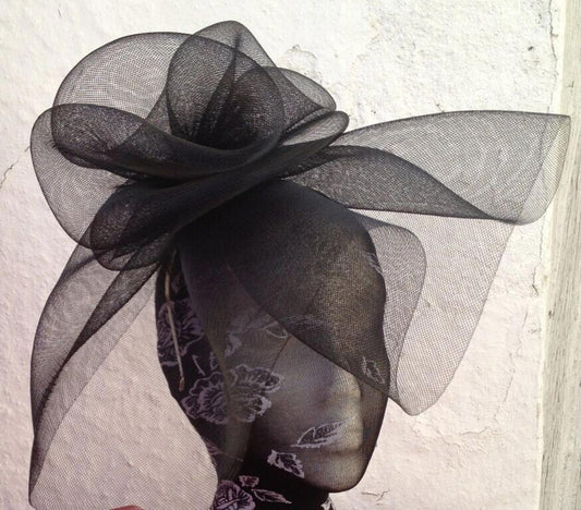 black fascinator millinery burlesque headband wedding hat ascot race