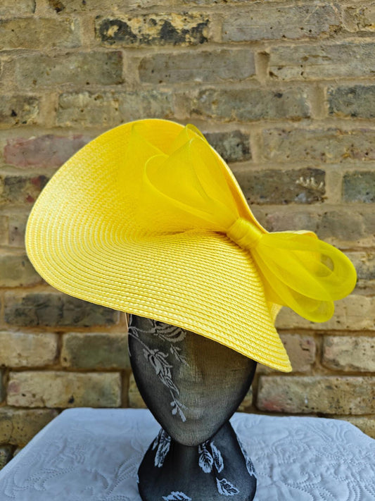 yellow large straw fascinator millinery headband wedding hat ascot