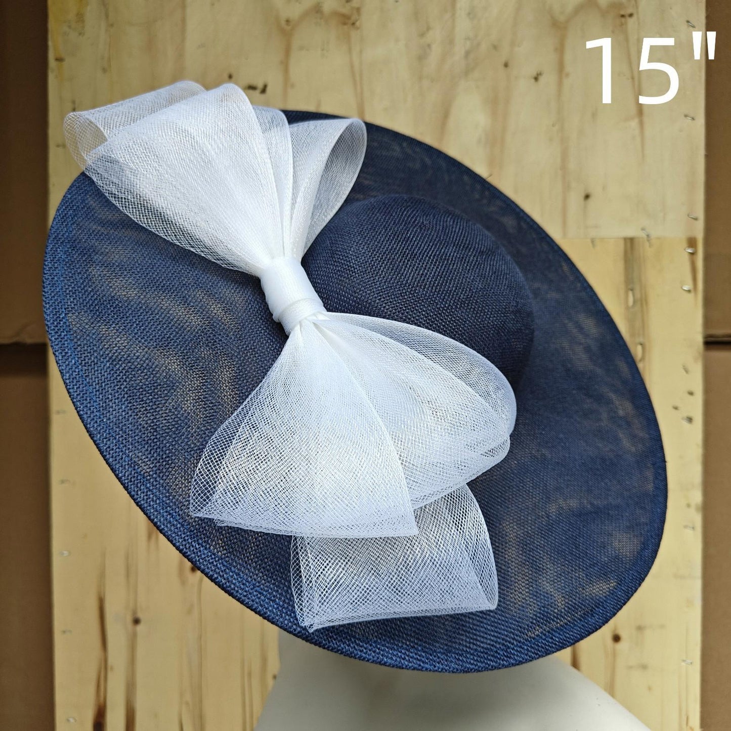 navy white fascinator wedding hatinator hat Kentucky Derby Royal Ascot bow