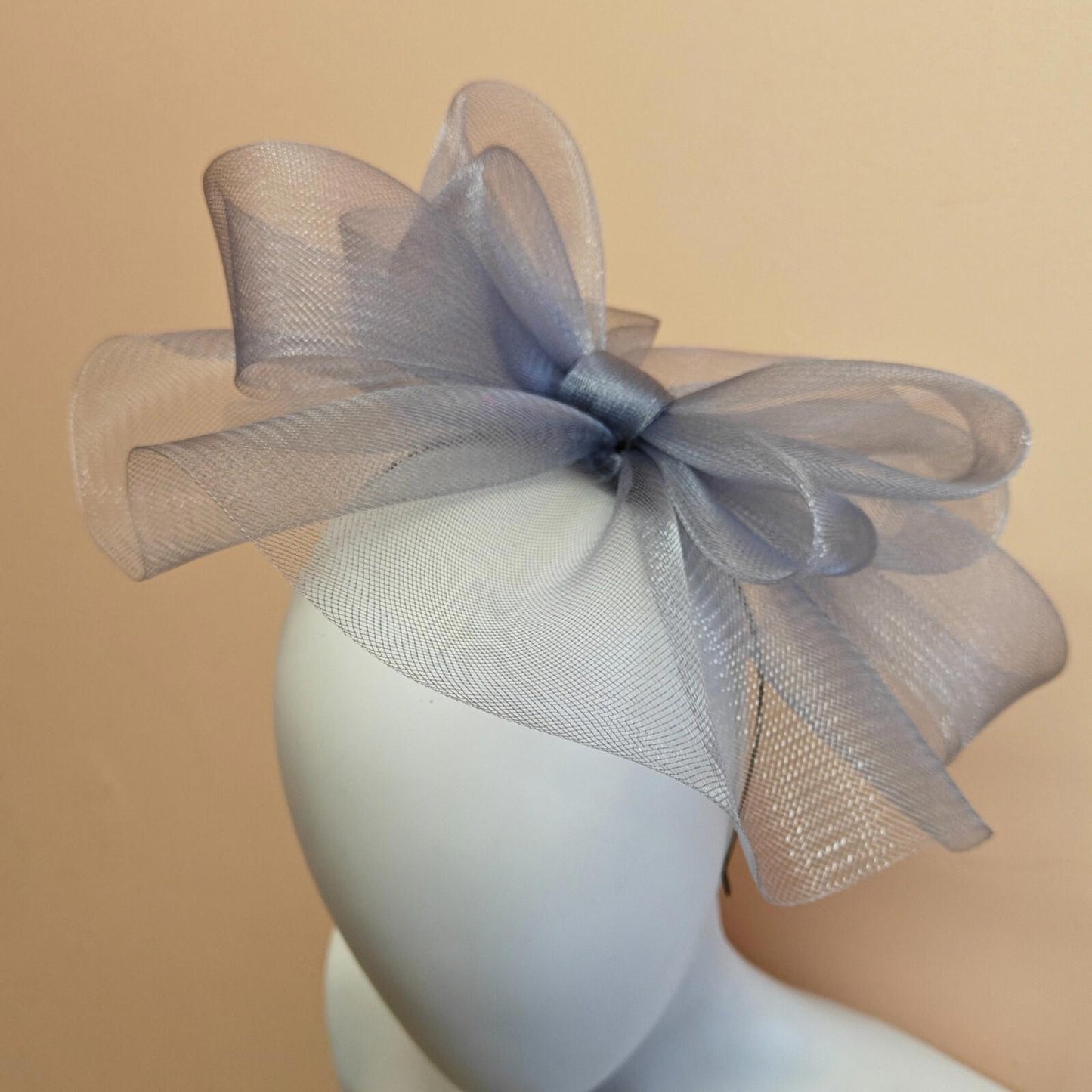 grey fascinator millinery burlesque headband wedding hat ascot race