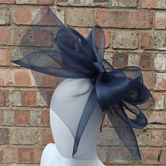 dark navy handmade fascinator millinery headband wedding hat race party