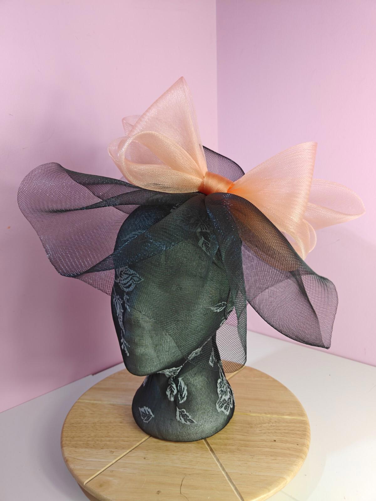 black peach fascinator millinery headband derby wedding hat ascot race