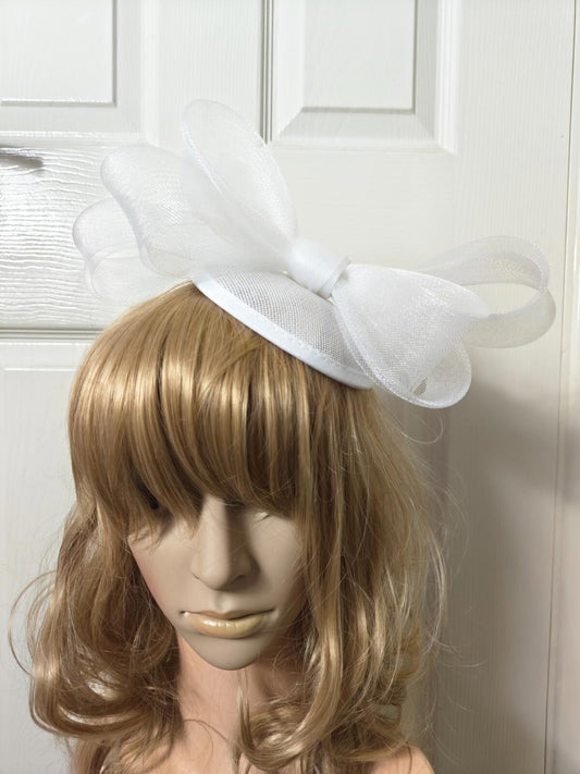 white fascinator millinery burlesque headband wedding hat ascot race