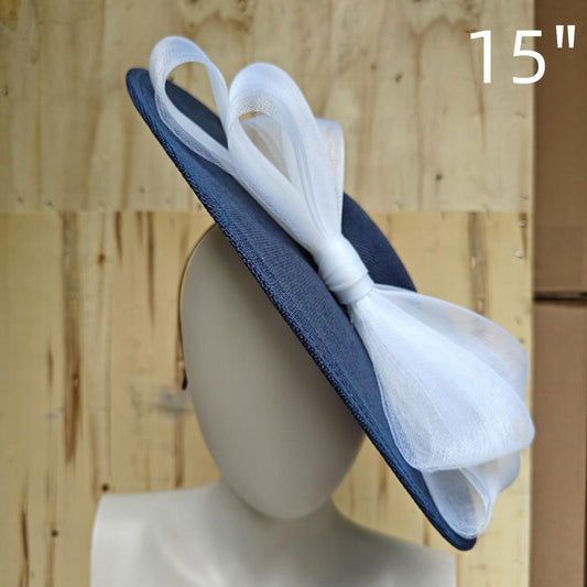 navy white fascinator wedding hatinator hat Kentucky Derby Royal Ascot bow