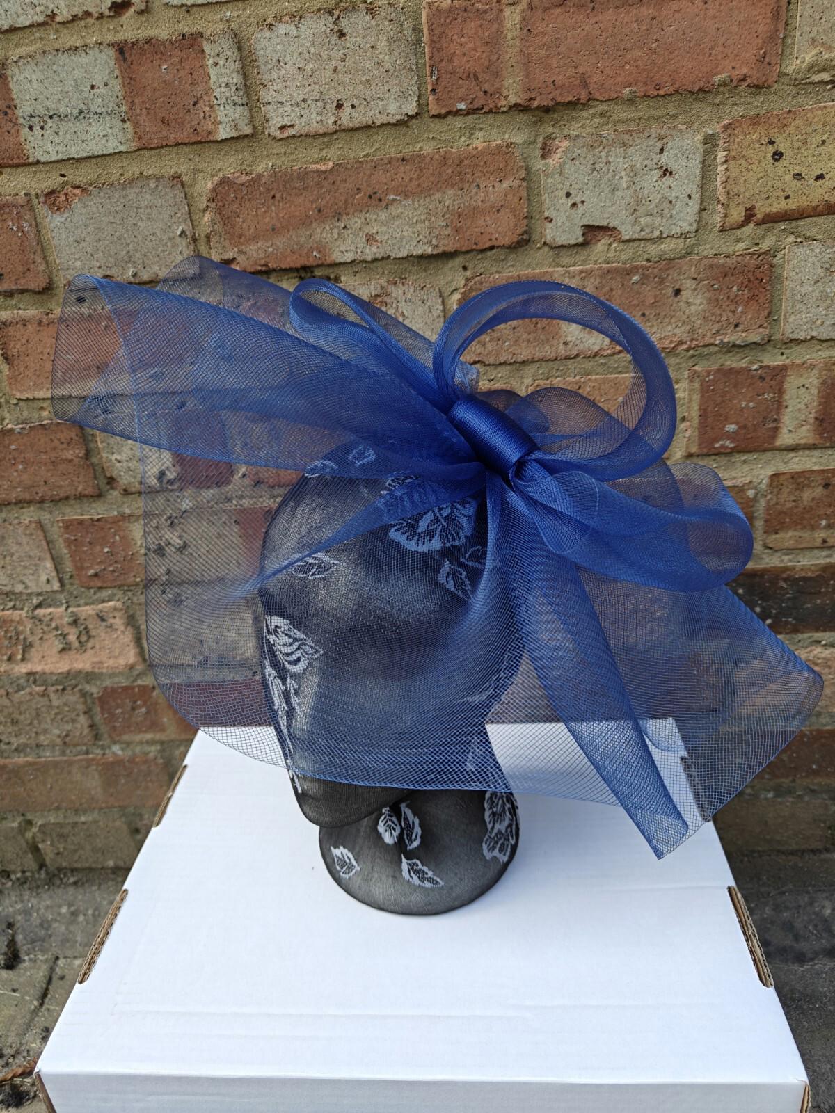 Blue fascinator millinery burlesque headband wedding hat ascot race