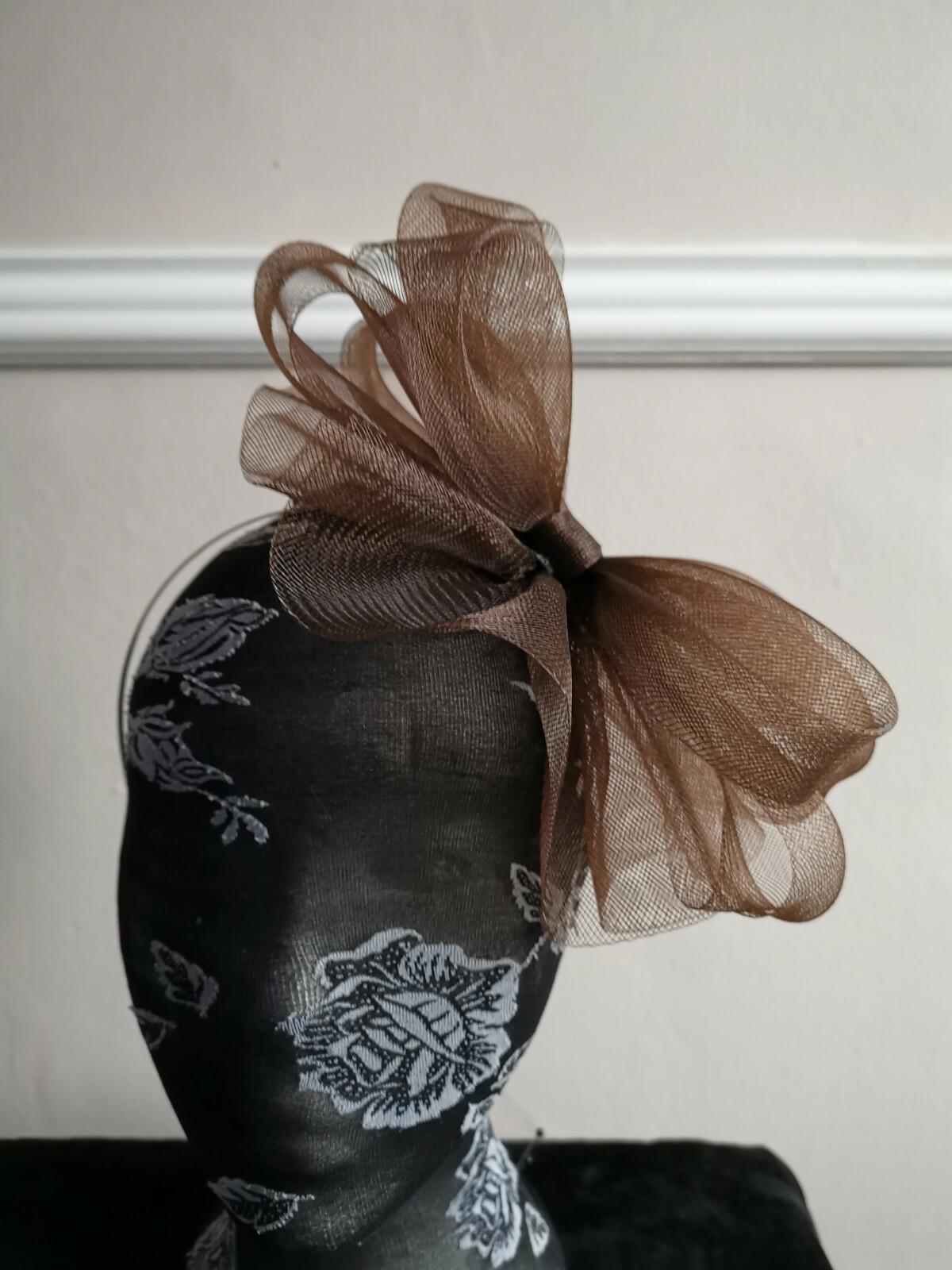 dark brown fascinator millinery burlesque headband wedding hat hair piece
