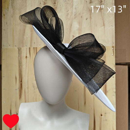 white black fascinator wedding hatinator hat Kentucky Derby Royal Ascot bow
