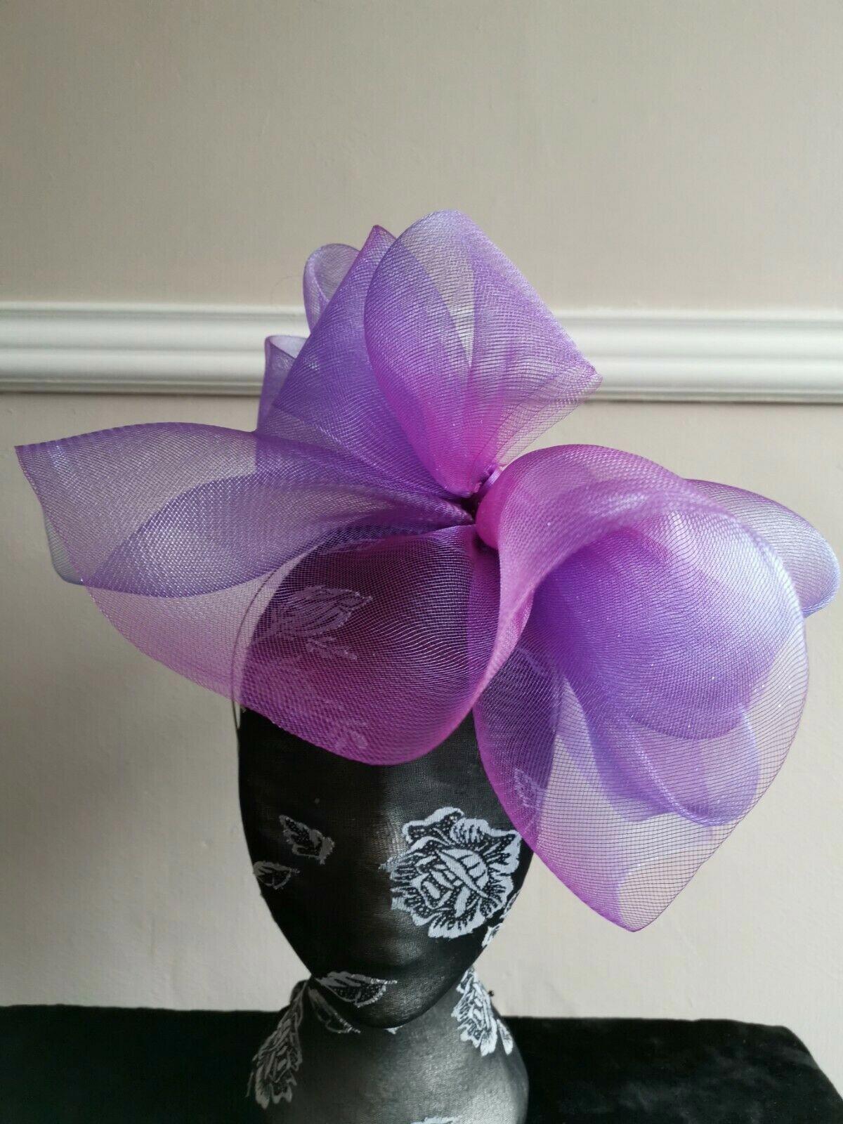 purple headband crinoline fascinator millinery hat wedding ascot