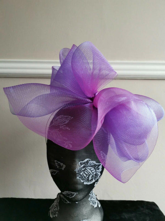 purple headband crinoline fascinator millinery hat wedding ascot