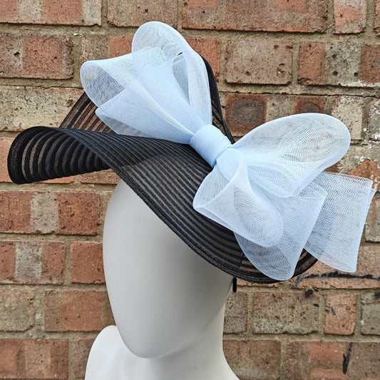 black baby blue bowcrinoline fascinator millinery headband wedding hat party cosplay