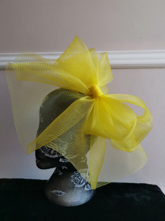 yellow fascinator millinery burlesque headband wedding hat hair piece ascot race