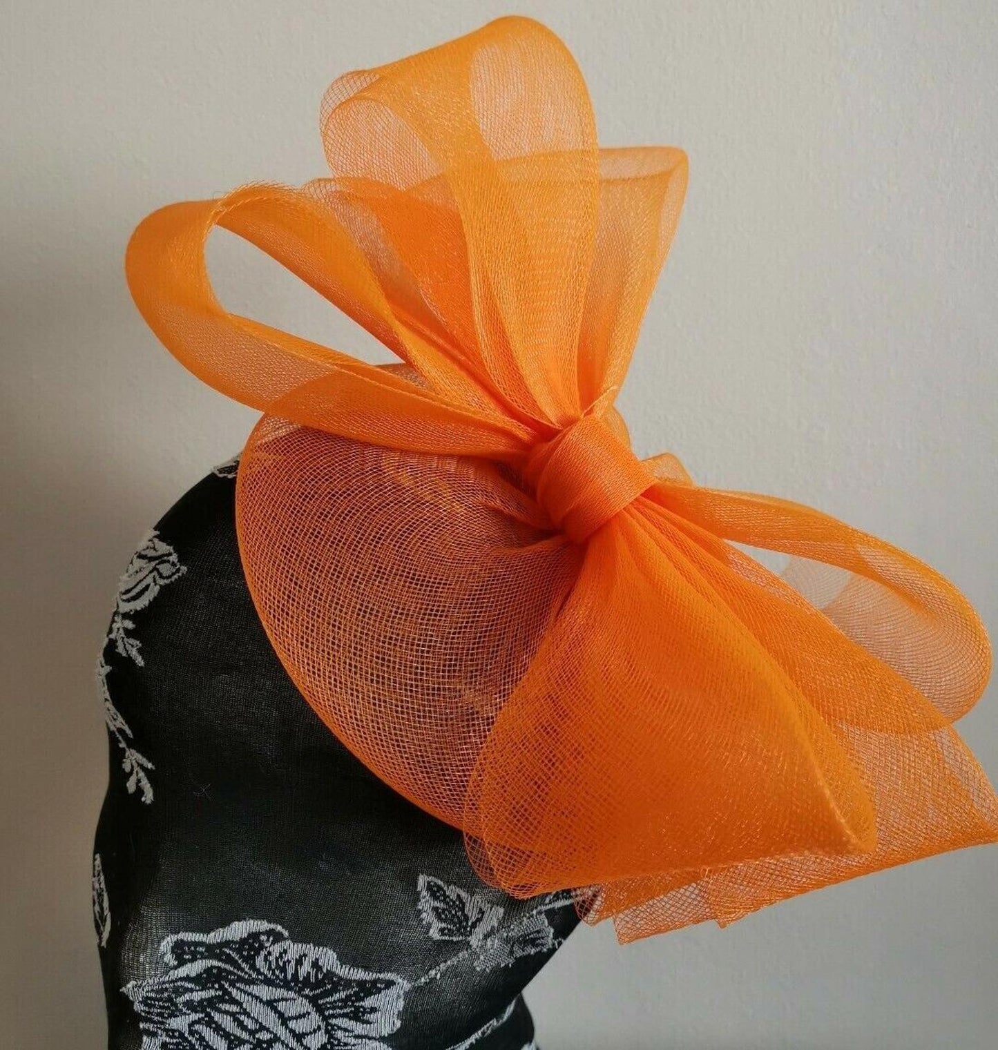 orange fascinator millinery burlesque wedding hat ascot race bridal British
