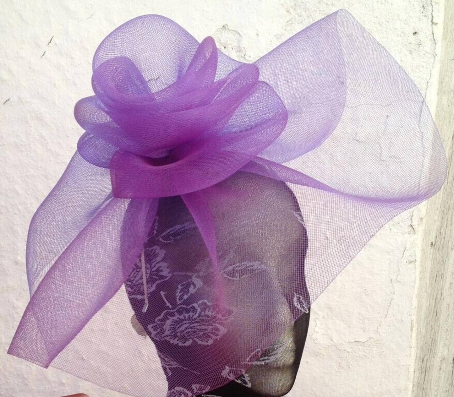 purple headband crinoline fascinator millinery hat wedding ascot