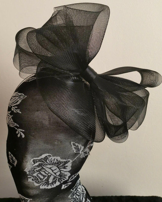 black fascinator millinery burlesque headband wedding hat ascot race