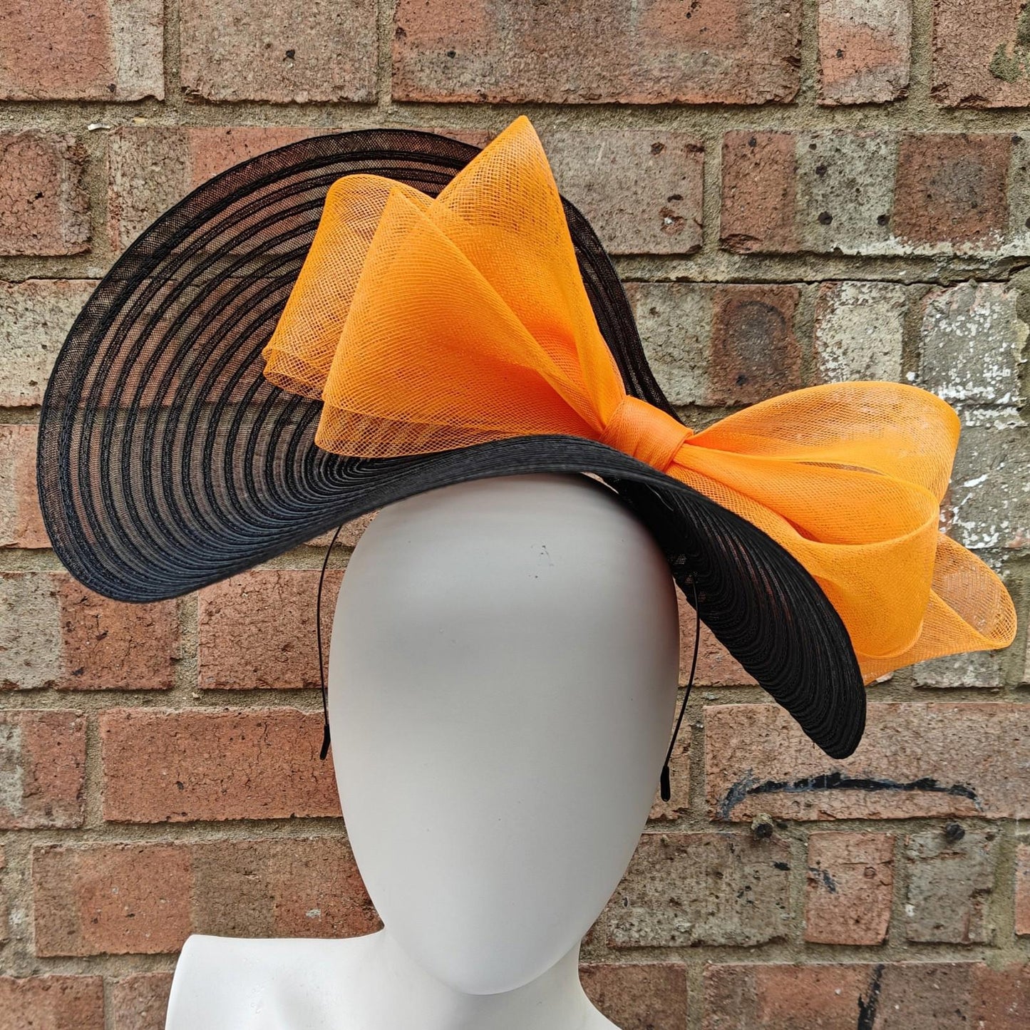 black orange bow crinoline fascinator millinery headband wedding hat party cosplay