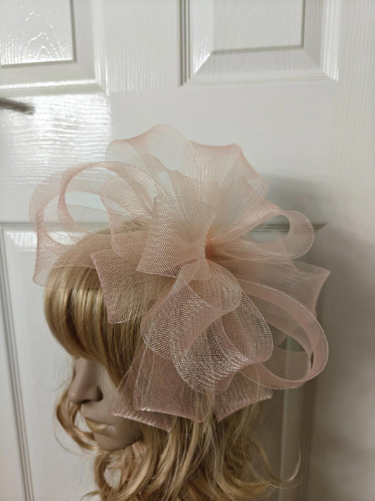 peach coral nude fascinator millinery burlesque headband wedding hat ascot race