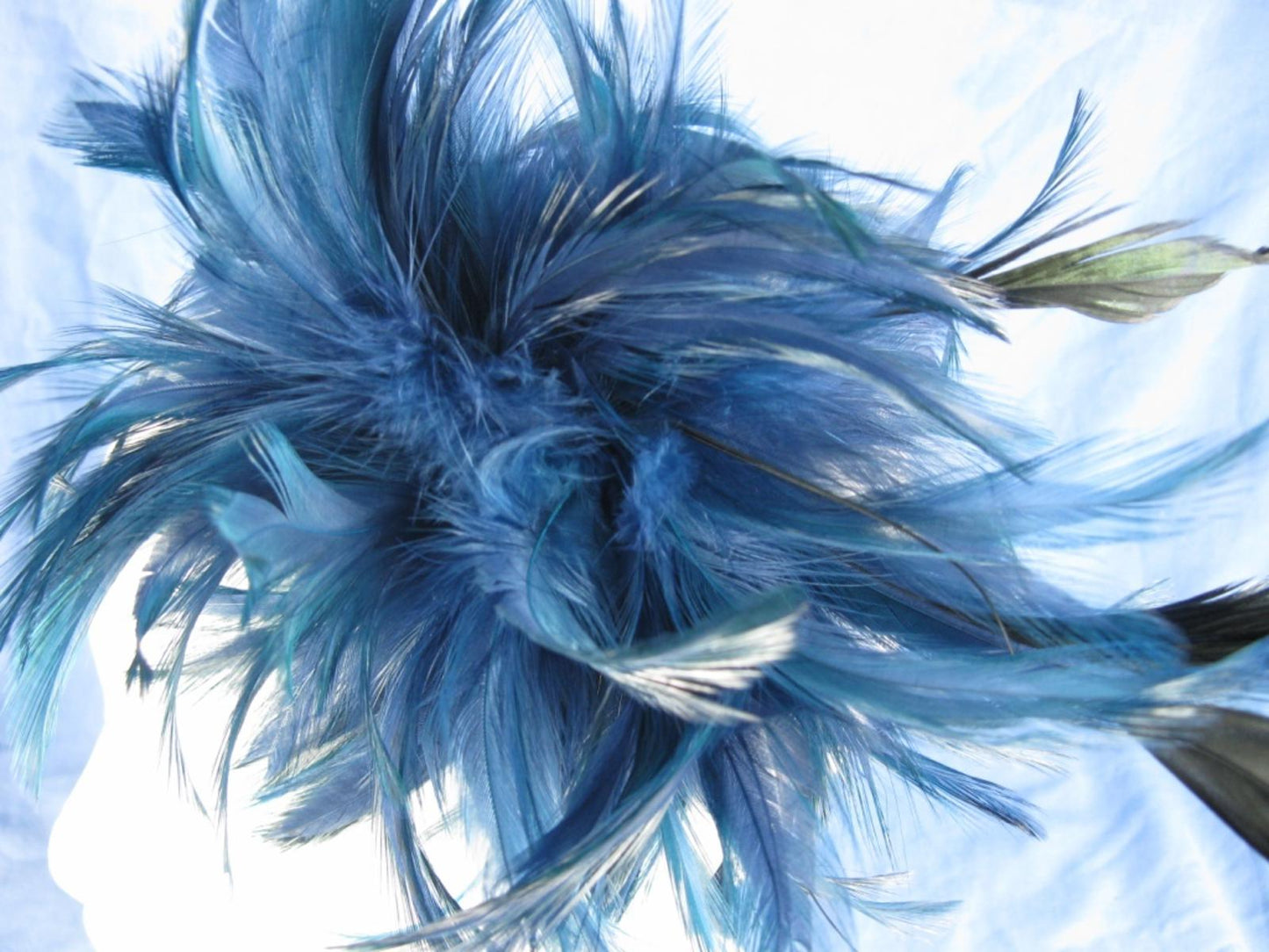 navy blue fascinator millinery feather brooch clip wedding ascot hat hair piece