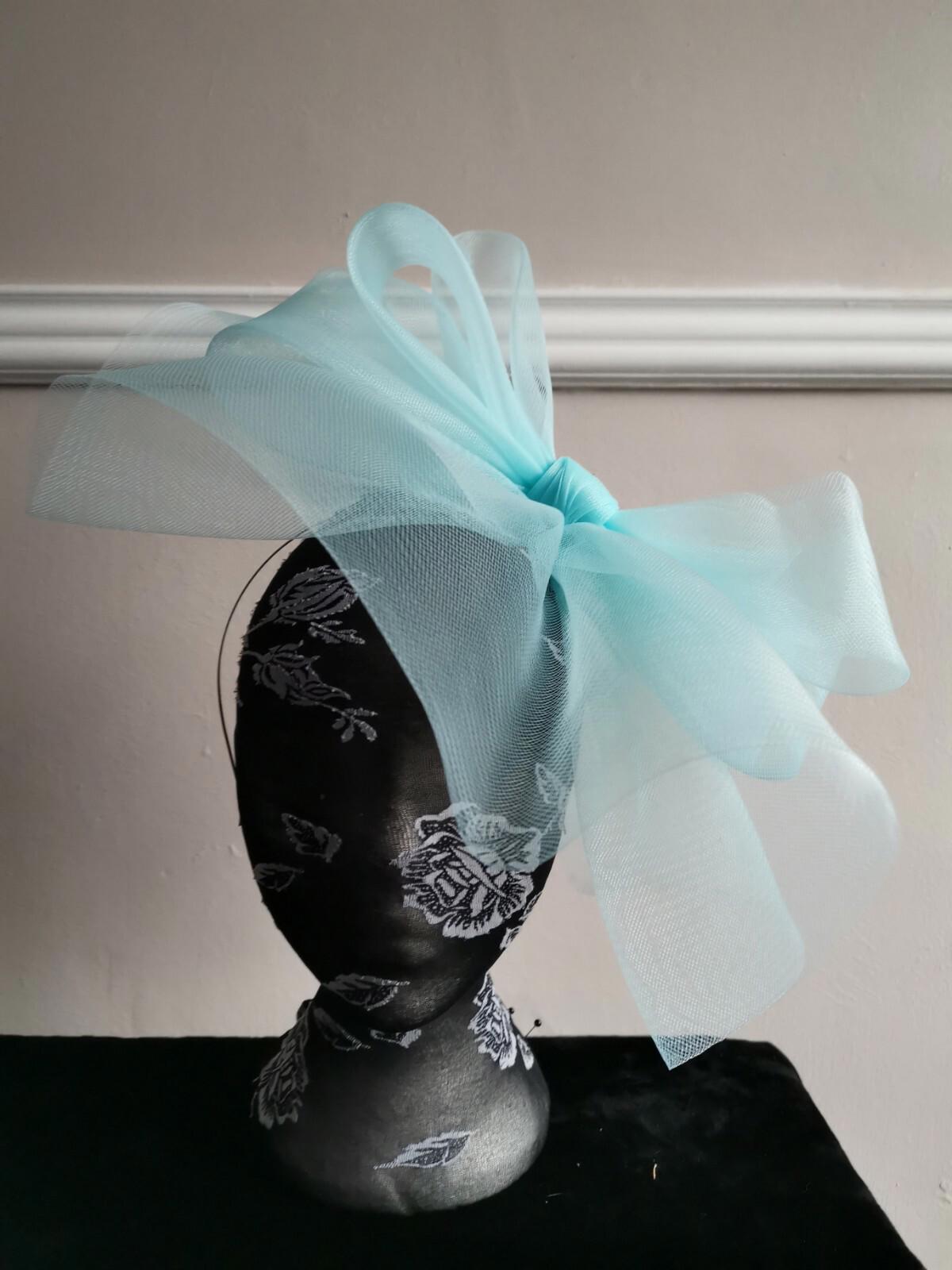 baby light blue fascinator millinery burlesque headband wedding hat hair piece