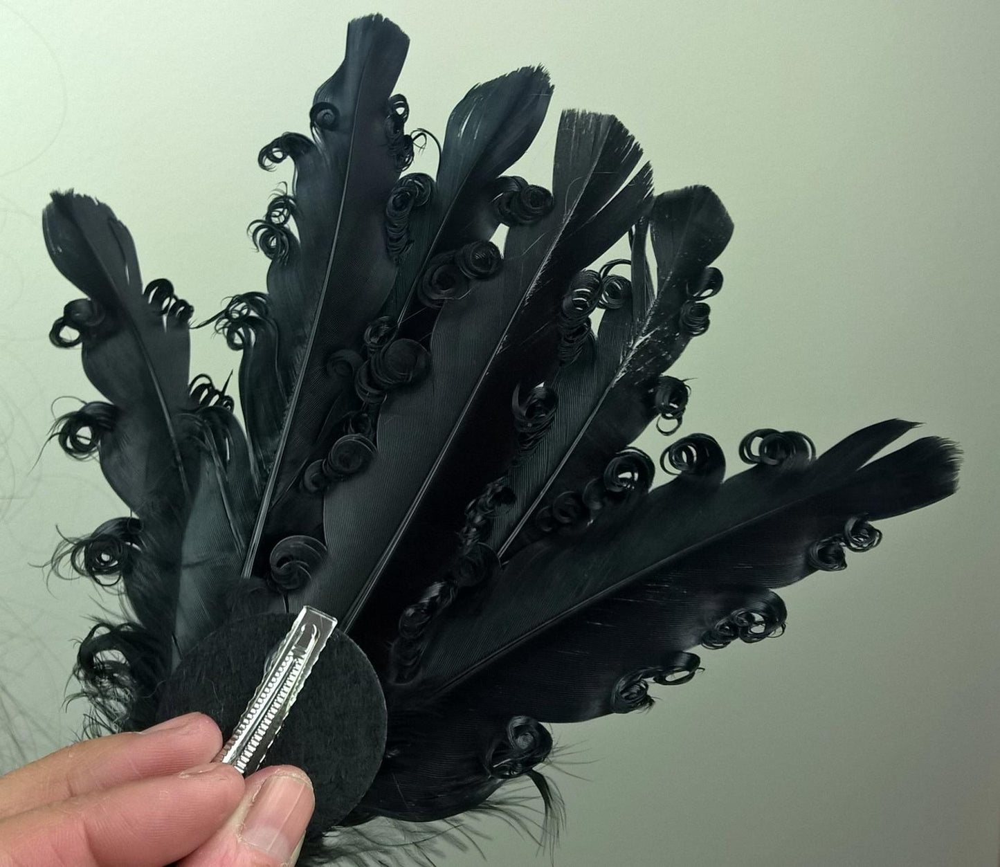 black feather fascinator millinery hair clip wedding piece ascot race dance x