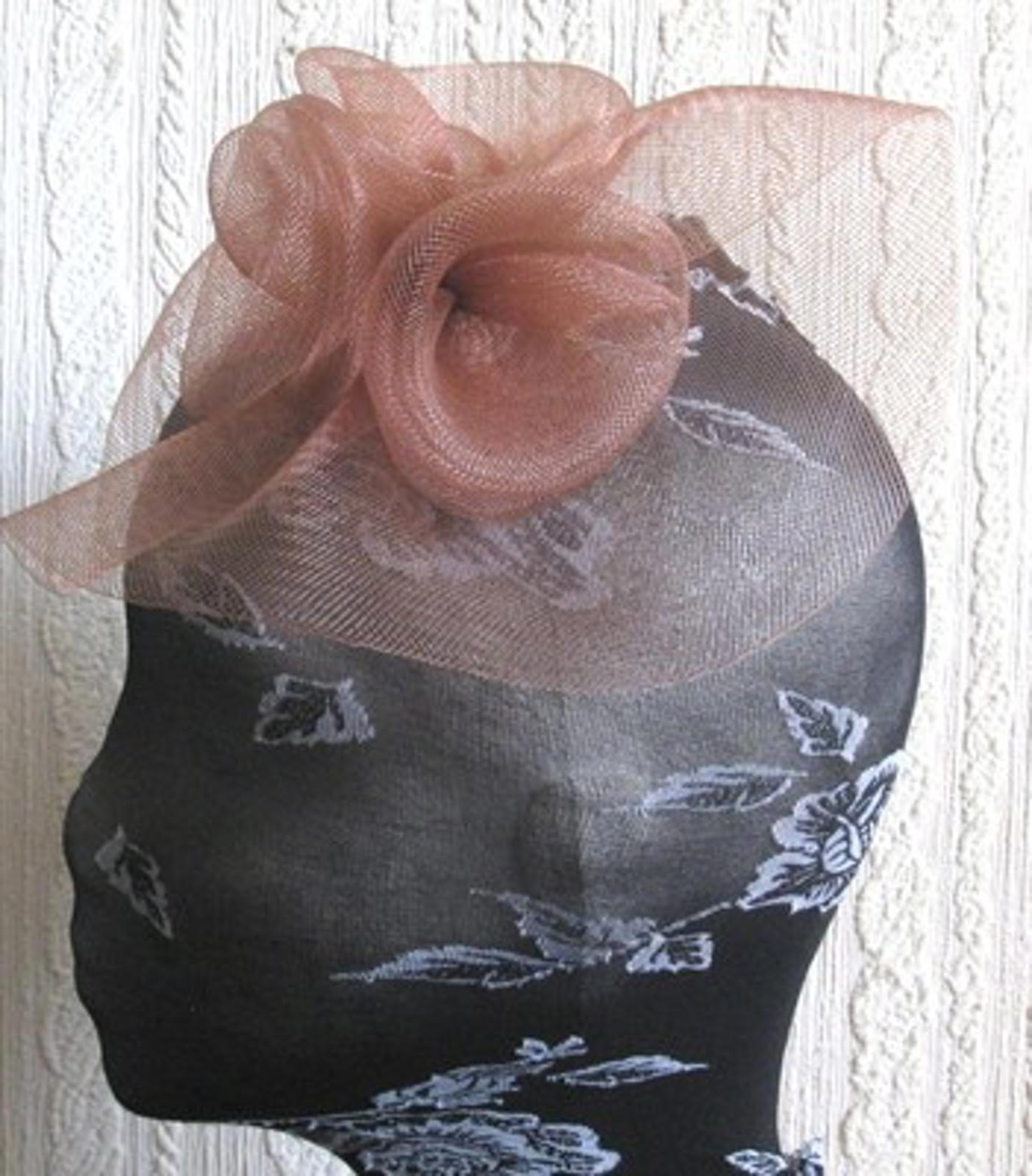 brown tan flower fascinator millinery  brooch clip wedding hat bridal ascot race