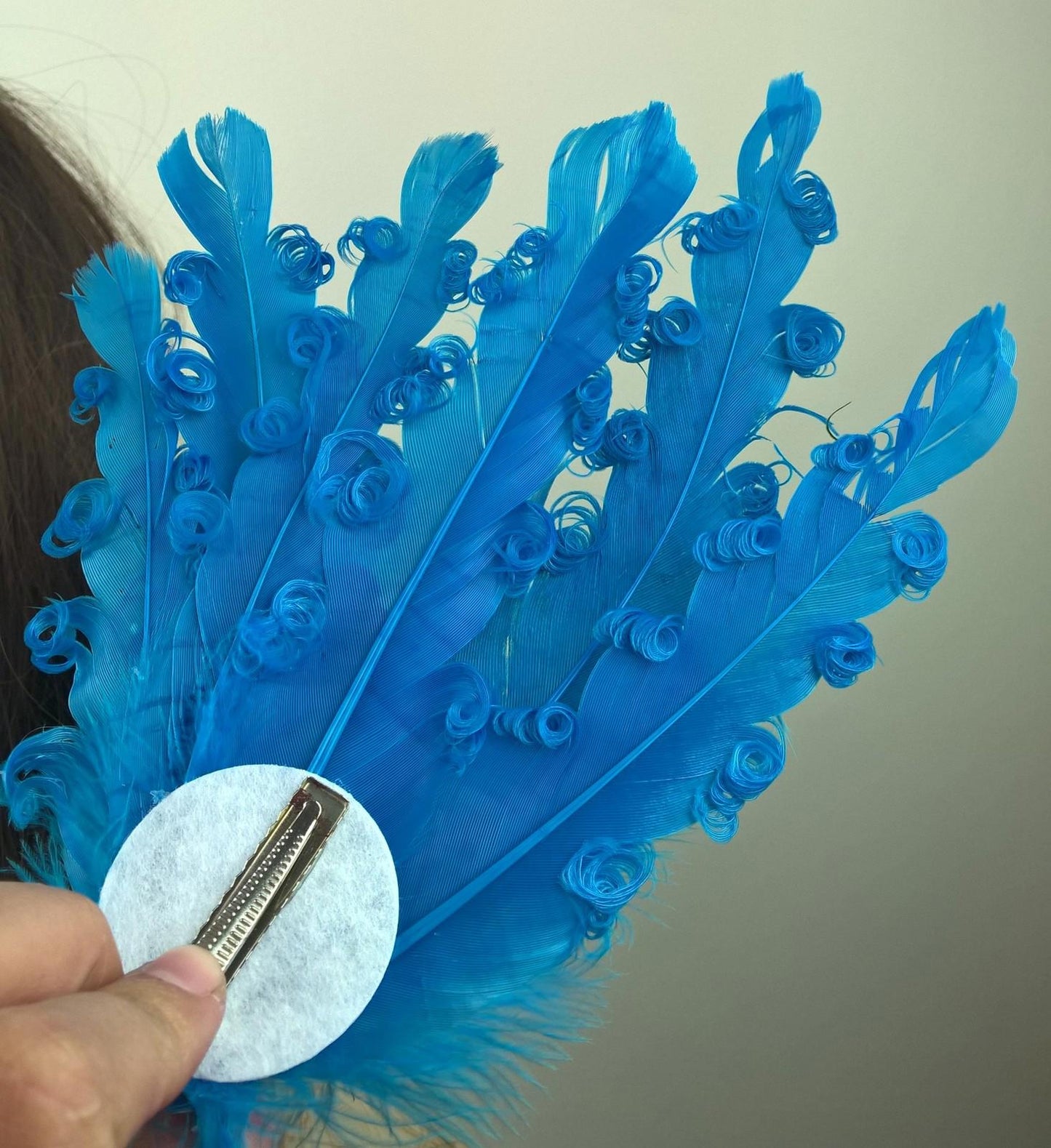 turqouise feather fascinator millinery hair clip wedding piece ascot race dance