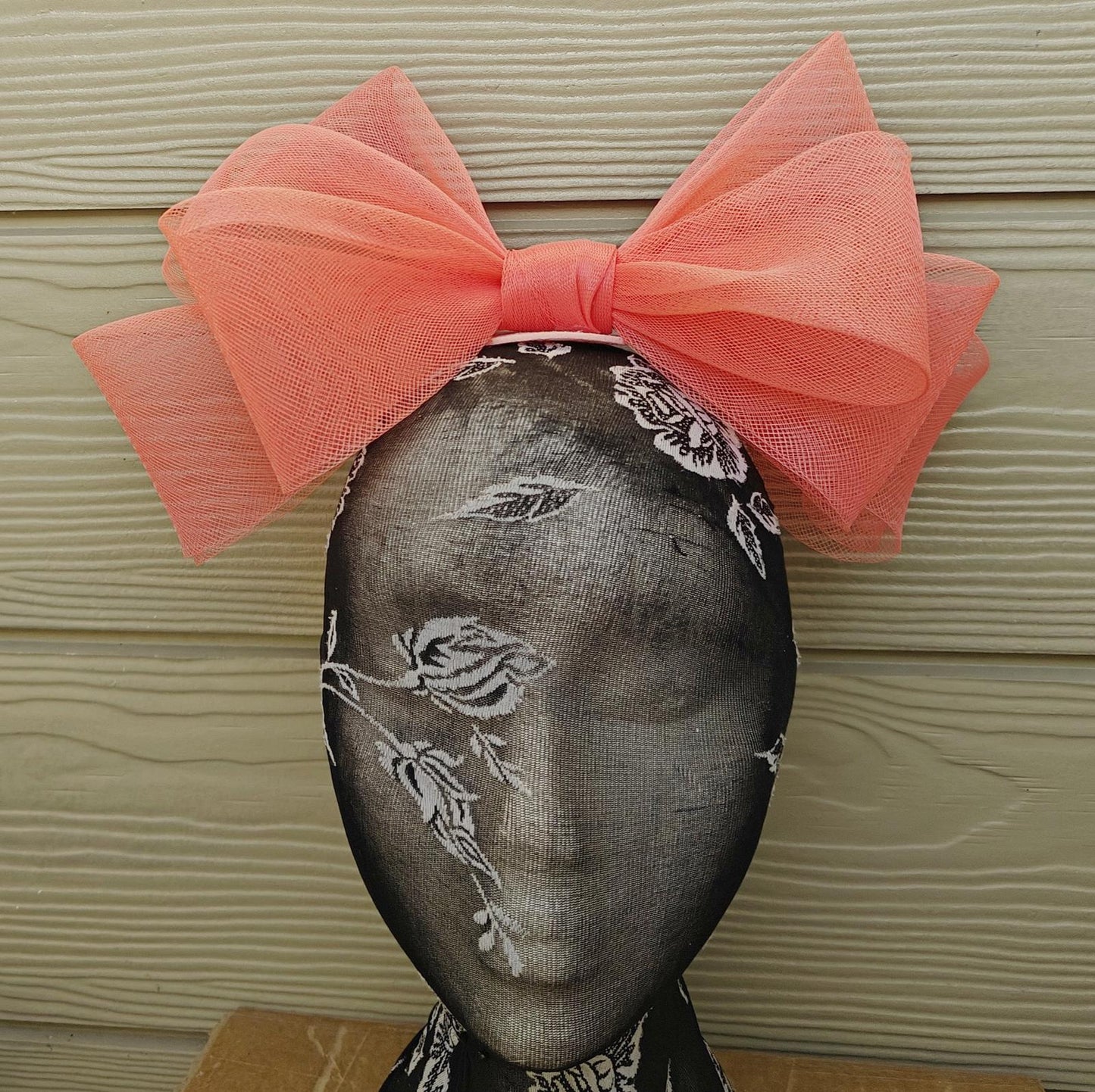 coral pink bow hair clip brooch fascinator millinery wedding hat race party