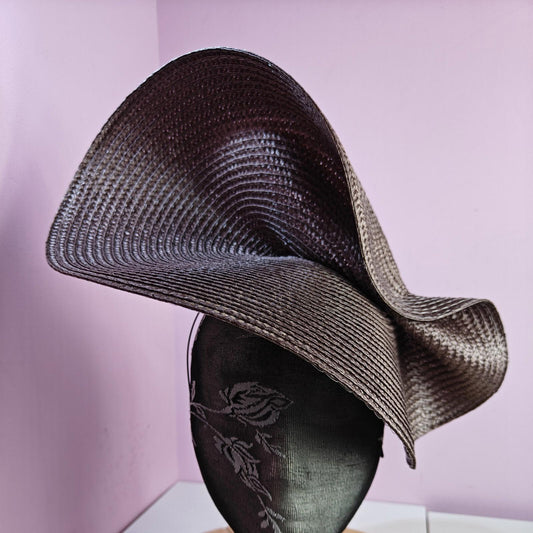 dark brown large straw fascinator wedding hat Kentucky Derby Royal Ascot