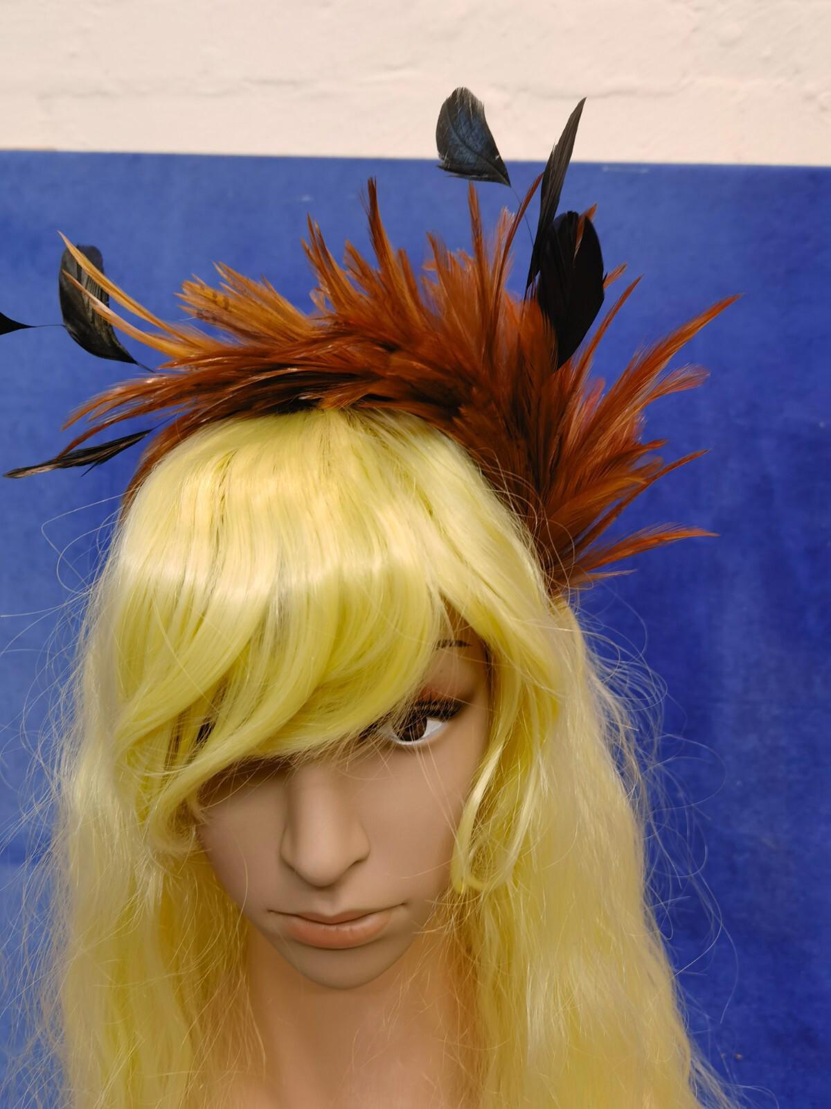 brown feather headband fascinator millinery wedding 1