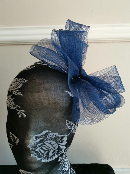 navy dark blue fascinator millinery burlesque headband wedding hat hair piece