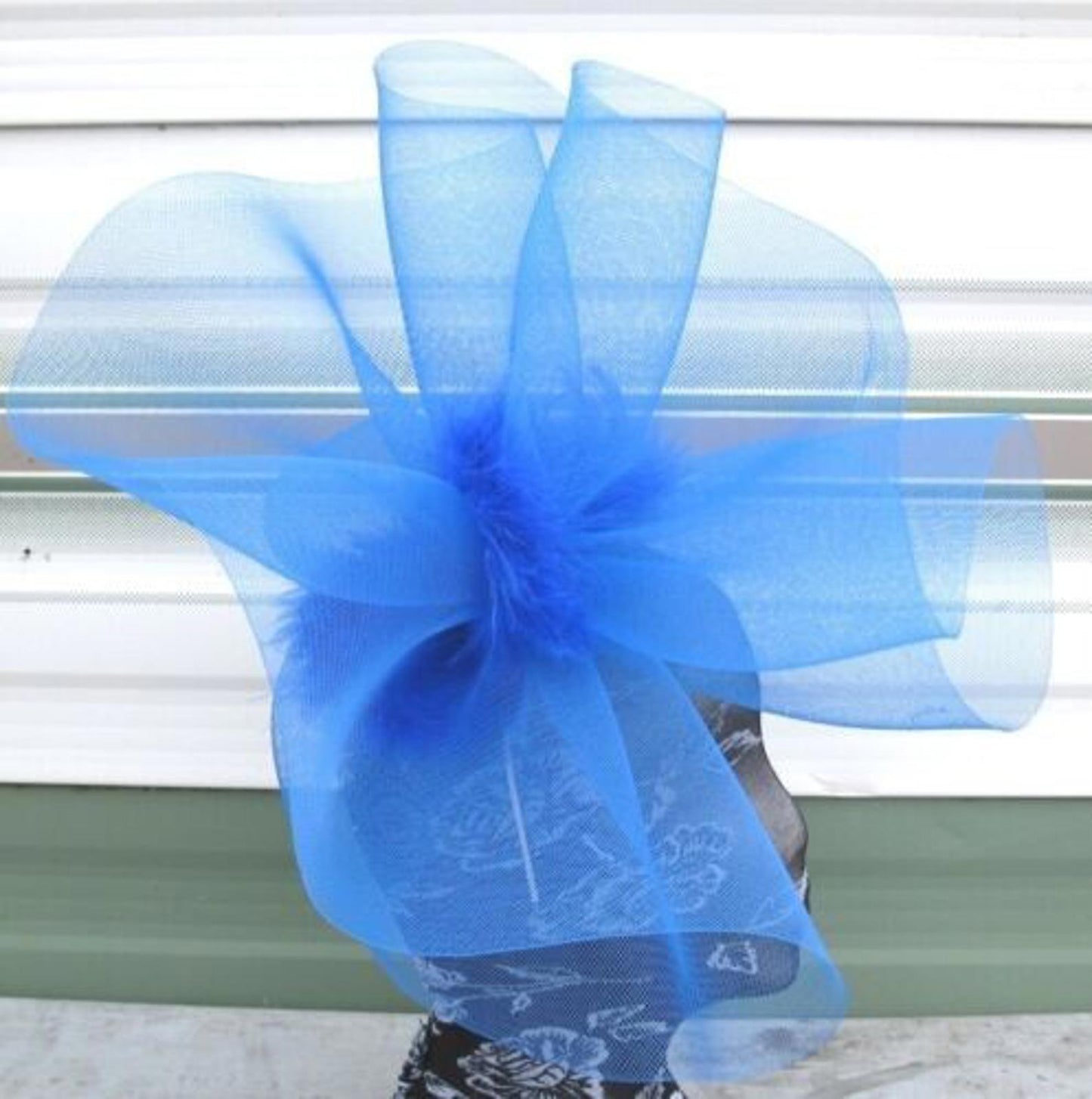 blue fascinator millinery burlesque wedding hat ascot race bridal British