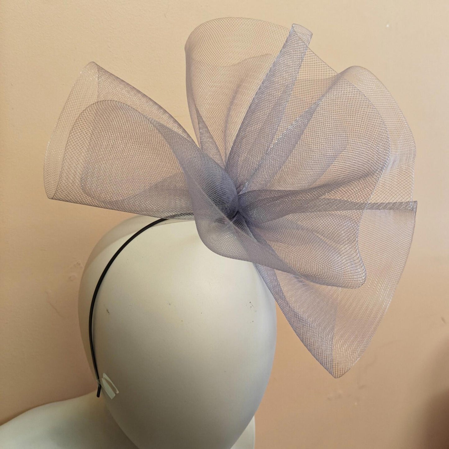 grey fascinator millinery burlesque headband wedding hat ascot race