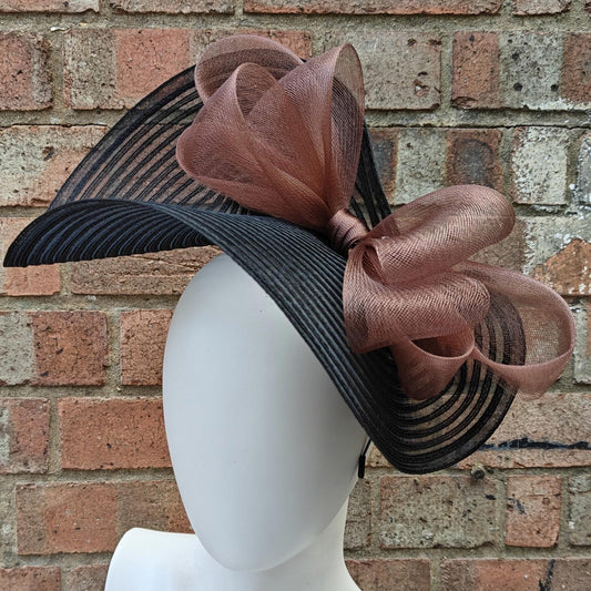 black light brown bow crinoline fascinator millinery headband wedding hat party cosplay